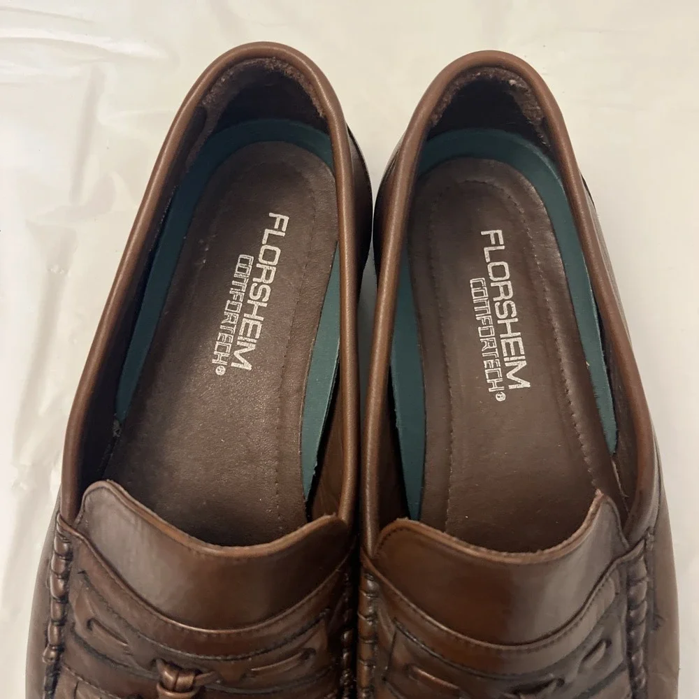 Florsheim Mens 9.5 3E EEE Dk Brown Double Tasseled Leather Loafers 70167 Kiltie